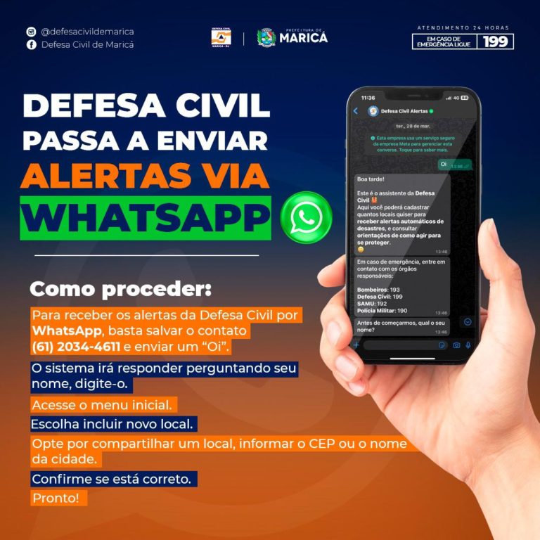 Defesa Civil De Maric Divulga Whatsapp Para Envio De Alertas De Desastres Para A Popula O Tvce